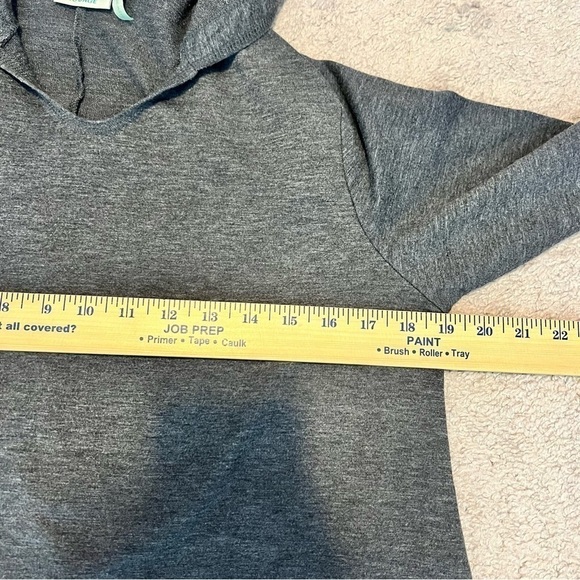 LOGO By Lori Goldstein sweater womens M Grey hooded pullover top lounge pockets - Picture 7 of 9